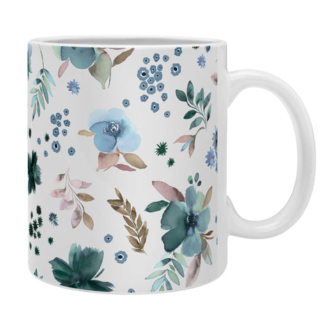 Ninola Design Wintery Floral Calm Sky Blue Coffee Mug