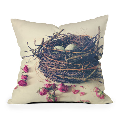 Olivia St Claire Bird Nest Throw Pillow