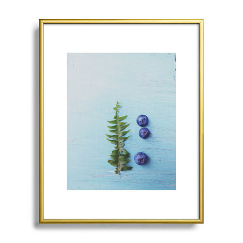 Olivia St Claire Blueberries and Fern Metal Framed Art Print