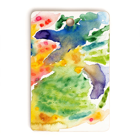 Olivia St Claire Happy Watercolor Cutting Board Rectangle