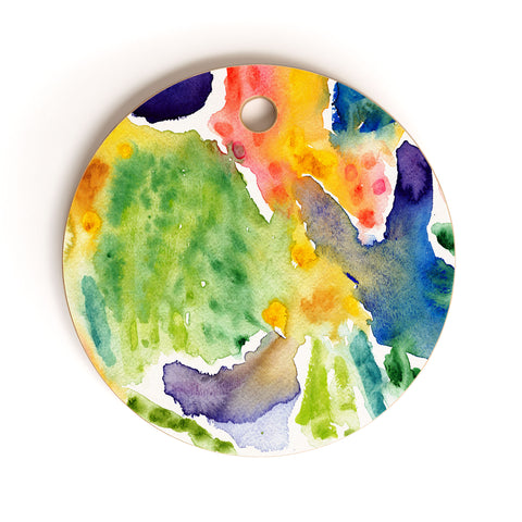 Olivia St Claire Happy Watercolor Cutting Board Round