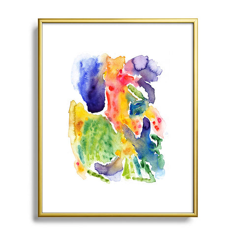 Olivia St Claire Happy Watercolor Metal Framed Art Print