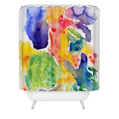 Olivia St Claire Happy Watercolor Shower Curtain