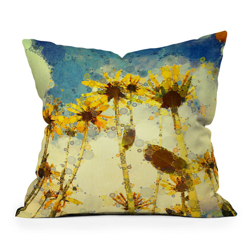 Olivia St Claire Happy Yellow Flowers Throw Pillow