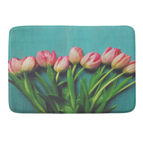Olivia St Claire Lovely Pink Tulips Memory Foam Bath Mat