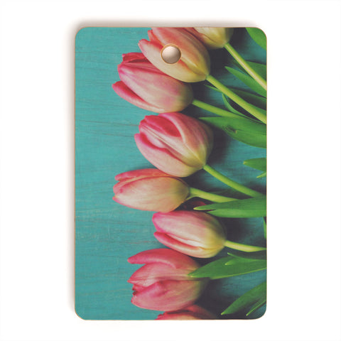 Olivia St Claire Lovely Pink Tulips Cutting Board Rectangle