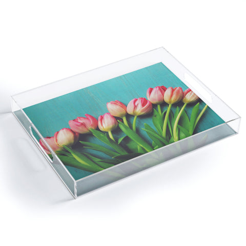Olivia St Claire Lovely Pink Tulips Acrylic Tray