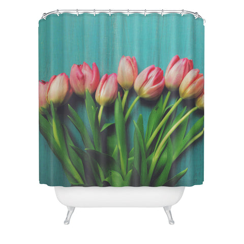 Olivia St Claire Lovely Pink Tulips Shower Curtain
