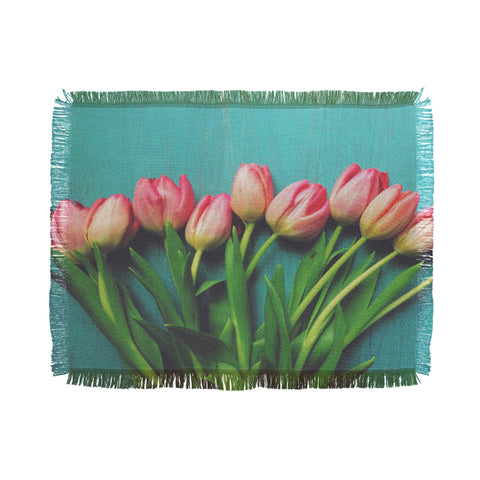 Olivia St Claire Lovely Pink Tulips Throw Blanket