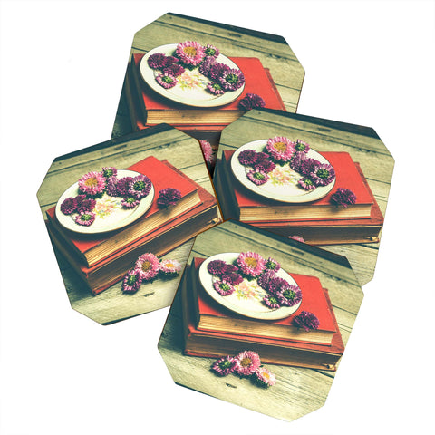 Olivia St Claire Old Books and Asters Coaster Set