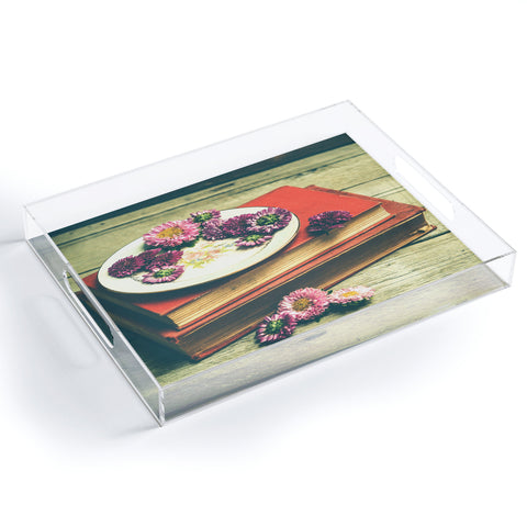 Olivia St Claire Old Books and Asters Acrylic Tray
