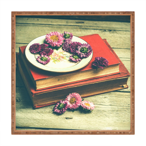 Olivia St Claire Old Books and Asters Square Tray