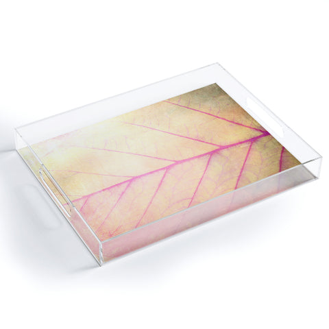 Olivia St Claire Pink Leaf Abstract Acrylic Tray