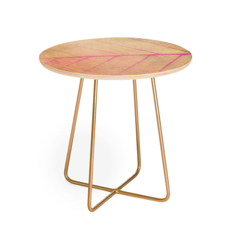 Olivia St Claire Pink Leaf Abstract Round Side Table