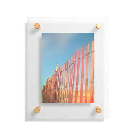 Olivia St Claire Red Beach Fence Floating Acrylic Print