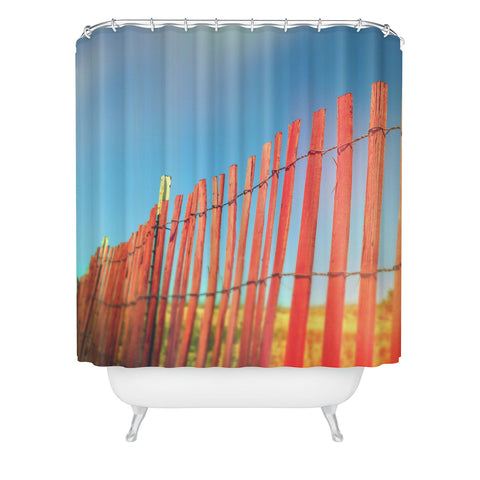 Olivia St Claire Red Beach Fence Shower Curtain