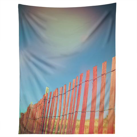 Olivia St Claire Red Beach Fence Tapestry