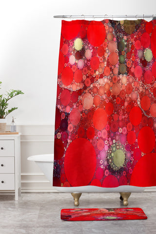 Olivia St Claire Red Poppy Abstract Shower Curtain And Mat