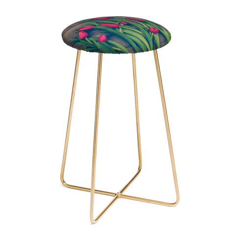 Olivia St Claire Red Tulips Counter Stool