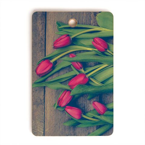 Olivia St Claire Red Tulips Cutting Board Rectangle