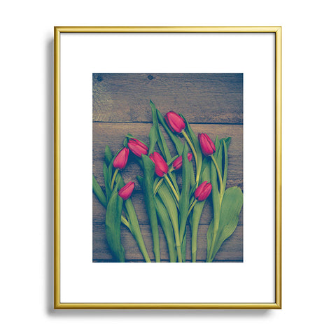 Olivia St Claire Red Tulips Metal Framed Art Print