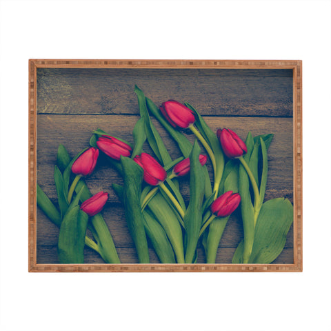 Olivia St Claire Red Tulips Rectangular Tray