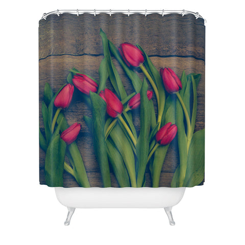 Olivia St Claire Red Tulips Shower Curtain