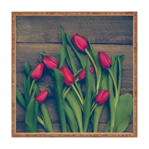 Olivia St Claire Red Tulips Square Tray