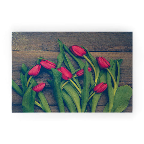 Olivia St Claire Red Tulips Welcome Mat