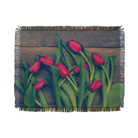 Olivia St Claire Red Tulips Throw Blanket