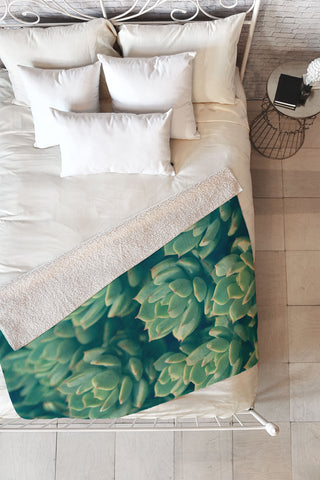 Olivia St Claire Succulents Fleece Throw Blanket