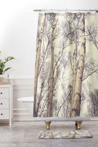 Olivia St Claire Winter Birch Trees Shower Curtain And Mat