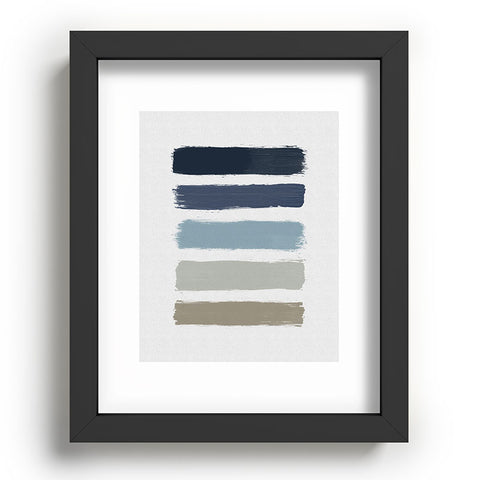 Orara Studio Blue and Taupe Stripes Recessed Framing Rectangle