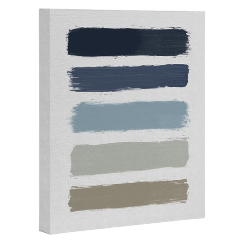 Orara Studio Blue and Taupe Stripes Art Canvas