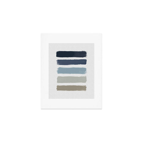 Orara Studio Blue and Taupe Stripes Art Print