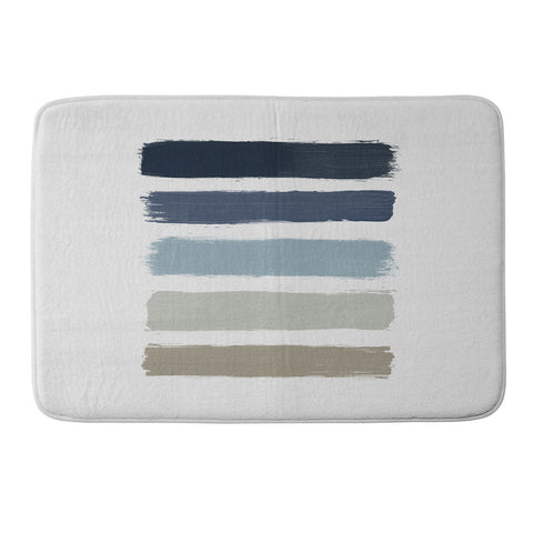 Orara Studio Blue and Taupe Stripes Memory Foam Bath Mat