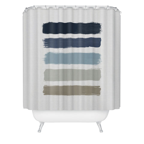 Orara Studio Blue and Taupe Stripes Shower Curtain