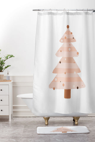 Orara Studio Blush Christmas Tree Shower Curtain And Mat