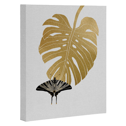Orara Studio Butterfly and Monstera Leaf Art Canvas