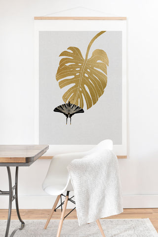 Orara Studio Butterfly and Monstera Leaf Art Print And Hanger