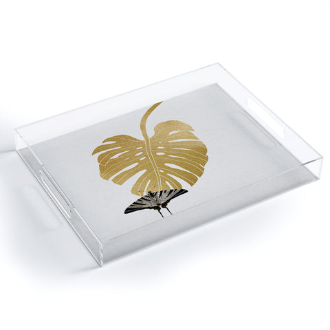 Orara Studio Butterfly and Monstera Leaf Acrylic Tray