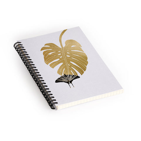 Orara Studio Butterfly and Monstera Leaf Spiral Notebook