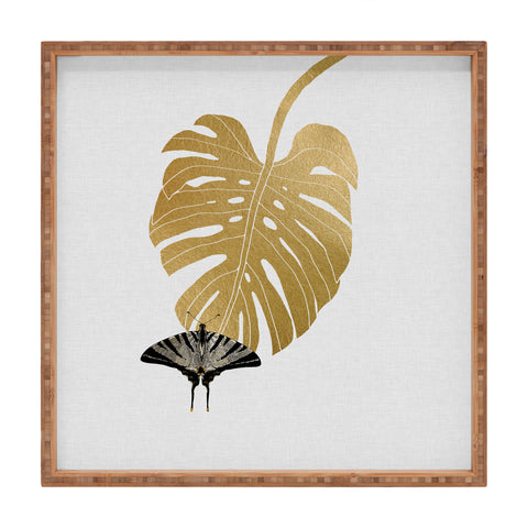 Orara Studio Butterfly and Monstera Leaf Square Tray
