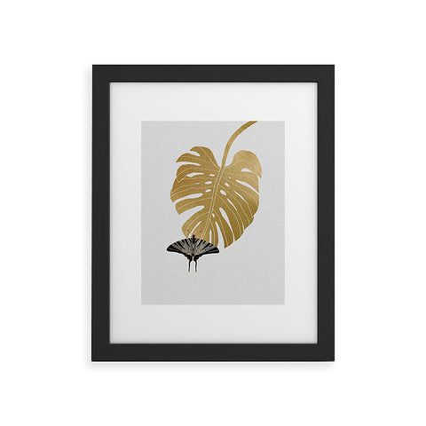 Orara Studio Butterfly and Monstera Leaf Framed Art Print