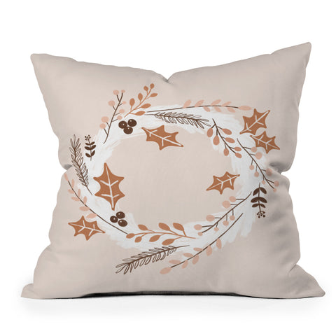 Orara Studio Christmas Wreath Festive Throw Pillow