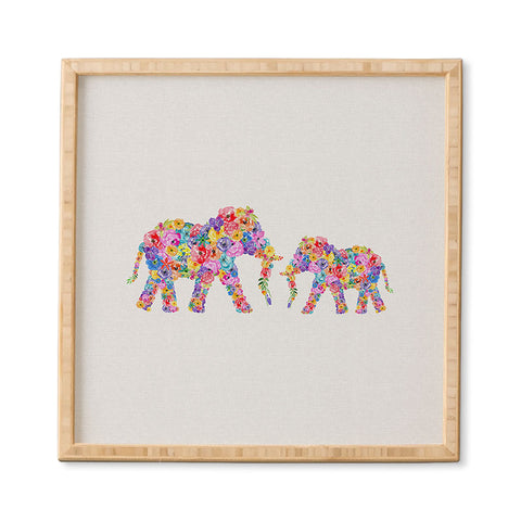 Orara Studio Floral Elephants Framed Wall Art