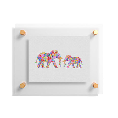 Orara Studio Floral Elephants Floating Acrylic Print