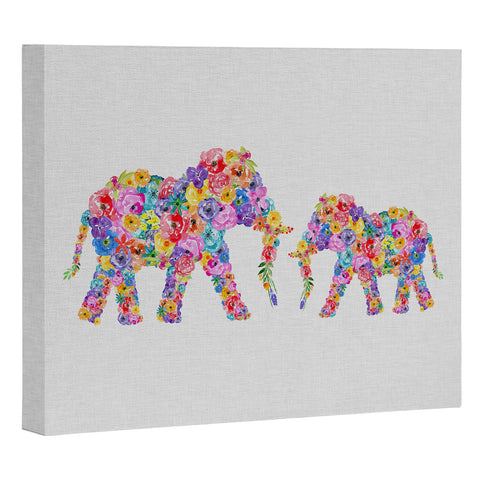 Orara Studio Floral Elephants Art Canvas