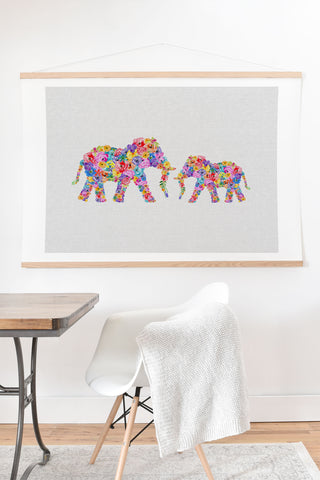 Orara Studio Floral Elephants Art Print And Hanger