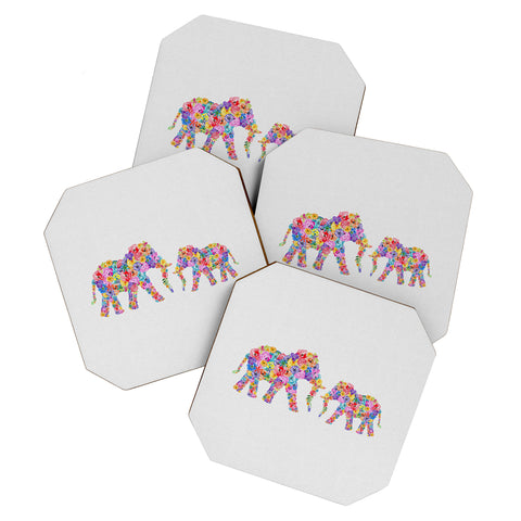 Orara Studio Floral Elephants Coaster Set